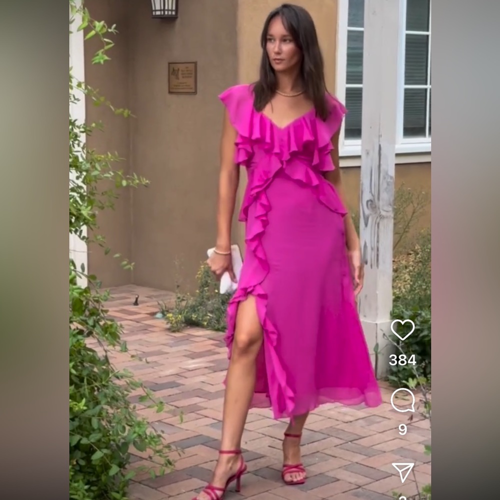 ZARA RUFFLED MIDI SLIP DRESS - Picture 12 of 15
